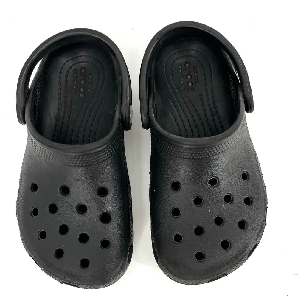 Crocs kids black rubber slip‎ on slingback clogs (9)